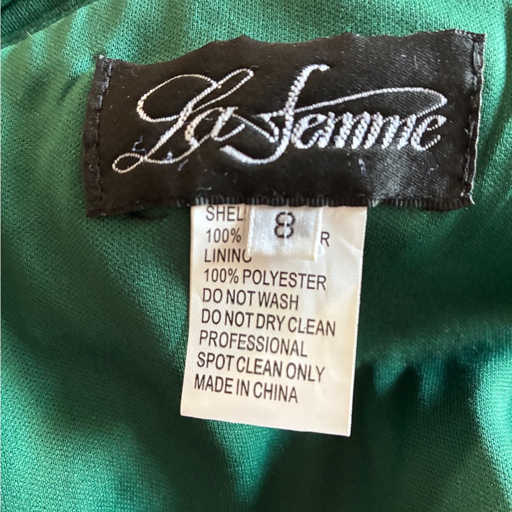 La Femme Emerald Green Sequined Gown - MAKE AN OFFER - Picture 6 of 11